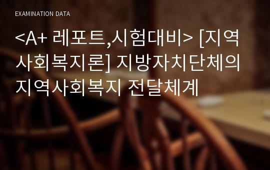 &lt;A+ 레포트,시험대비&gt; [지역사회복지론] 지방자치단체의 지역사회복지 전달체계