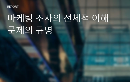 마케팅 조사의 전체적 이해 문제의 규명