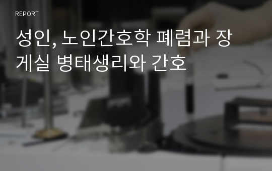 성인, 노인간호학 폐렴과 장게실 병태생리와 간호