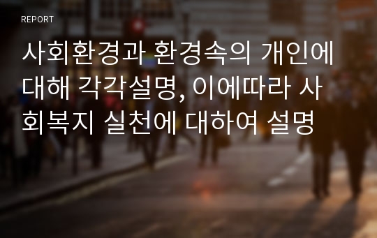 사회환경과 환경속의 개인에 대해 각각설명, 이에따라 사회복지 실천에 대하여 설명