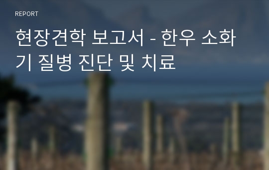 현장견학 보고서 - 한우 소화기 질병 진단 및 치료