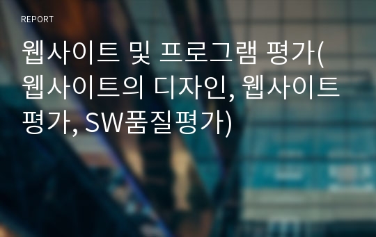 웹사이트 및 프로그램 평가(웹사이트의 디자인, 웹사이트평가, SW품질평가)