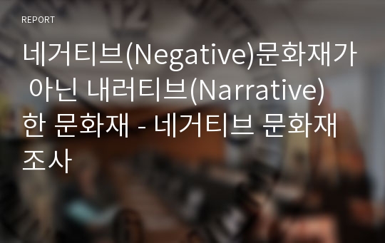 네거티브(Negative)문화재가 아닌 내러티브(Narrative)한 문화재 - 네거티브 문화재 조사