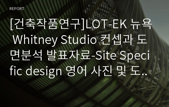 [건축작품연구]LOT-EK 뉴욕 Whitney Studio 컨셉과 도면분석 발표자료-Site Specific design 영어 사진 및 도면 자료 포함