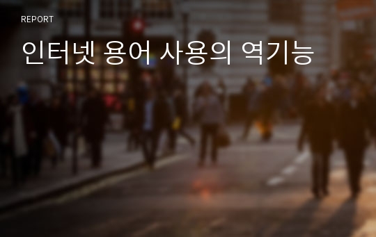 인터넷 용어 사용의 역기능