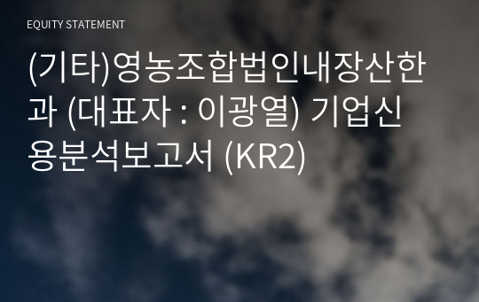 (기타)영농조합법인내장산한과 기업신용분석보고서 (KR2)