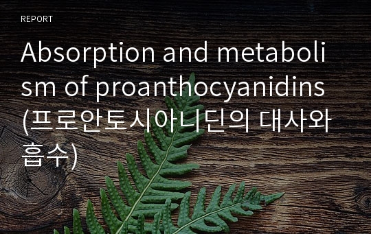 Absorption and metabolism of proanthocyanidins(프로안토시아니딘의 대사와 흡수)