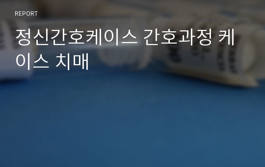 정신간호학 치매 간호과정 케이스 스터디