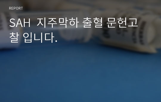 SAH  지주막하 출혈 문헌고찰 입니다.