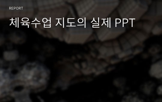 체육수업 지도의 실제 PPT