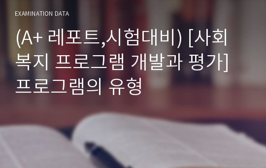 (A+ 레포트,시험대비) [사회복지 프로그램 개발과 평가] 프로그램의 유형