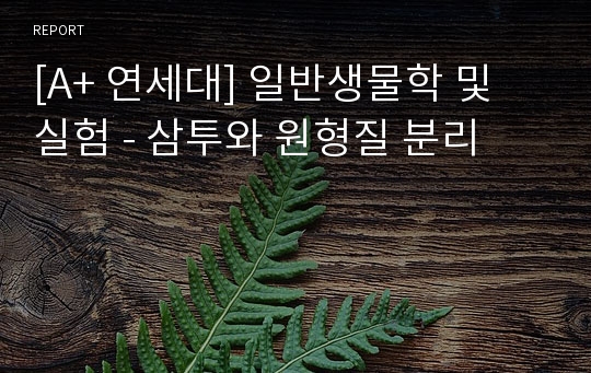 [A+ 연세대] 일반생물학 및 실험 - 삼투와 원형질 분리