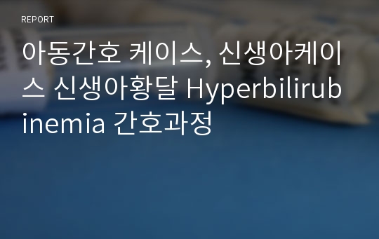 아동간호 케이스, 신생아케이스 신생아황달 Hyperbilirubinemia 간호과정