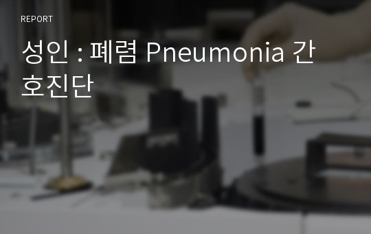 성인 : 폐렴 Pneumonia 간호진단