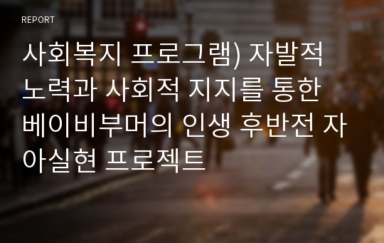 사회복지 프로그램) 자발적 노력과 사회적 지지를 통한 베이비부머의 인생 후반전 자아실현 프로젝트