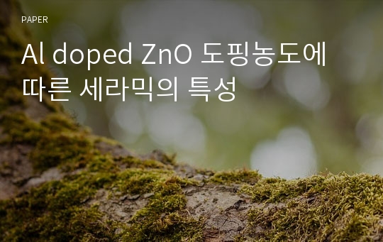 Al doped ZnO 도핑농도에 따른 세라믹의 특성