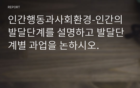 인간행동과사회환경-인간의 발달단계를 설명하고 발달단계별 과업을 논하시오.