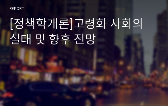 [정책학개론]고령화 사회의 실태 및 향후 전망