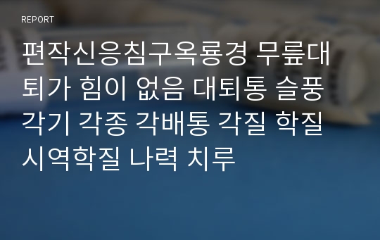 편작신응침구옥룡경 무릎대퇴가 힘이 없음 대퇴통 슬풍 각기 각종 각배통 각질 학질 시역학질 나력 치루