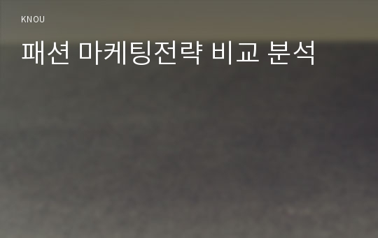 패션 마케팅전략 비교 분석 