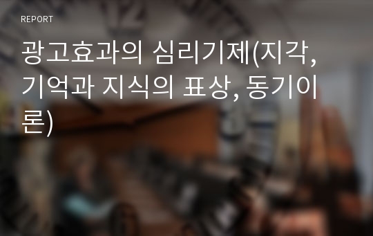 광고효과의 심리기제(지각, 기억과 지식의 표상, 동기이론)