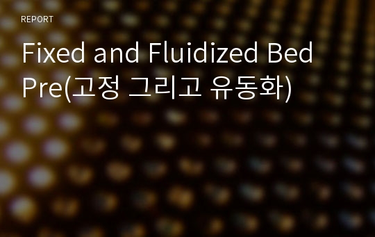 Fixed and Fluidized Bed Pre(고정 그리고 유동화)