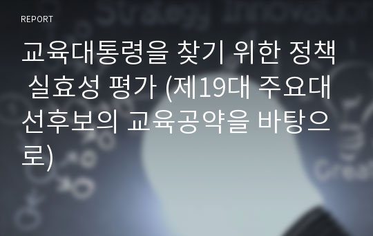 교육대통령을 찾기 위한 정책 실효성 평가 (제19대 주요대선후보의 교육공약을 바탕으로)