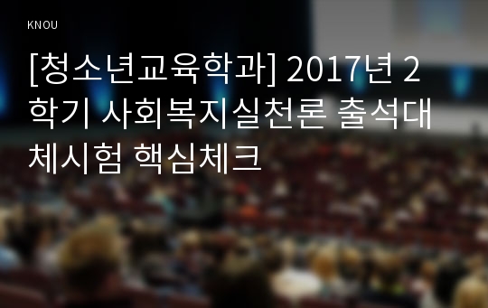 [청소년교육학과] 2017년 2학기 사회복지실천론 출석대체시험 핵심체크