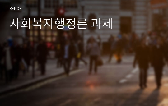 사회복지행정론 과제