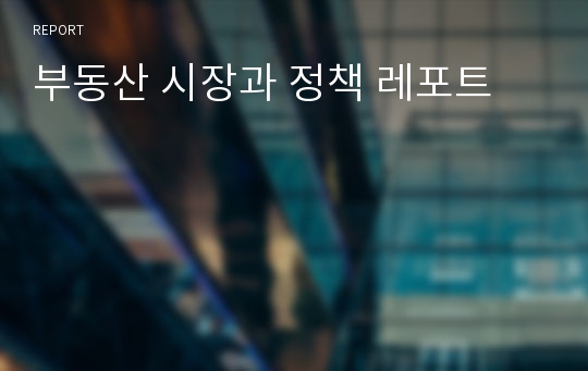 부동산 시장과 정책 레포트