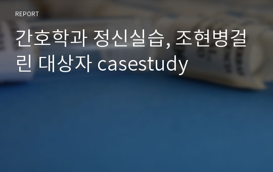 간호학과 정신실습, 조현병걸린 대상자 casestudy