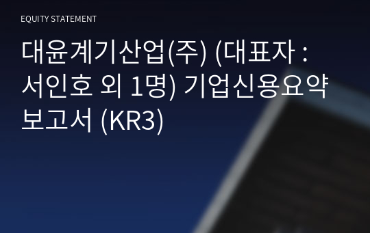 대윤계기산업(주) 기업신용요약보고서 (KR3)