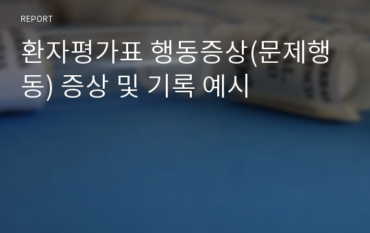 환자평가표 행동증상(문제행동) 증상 및 기록 예시