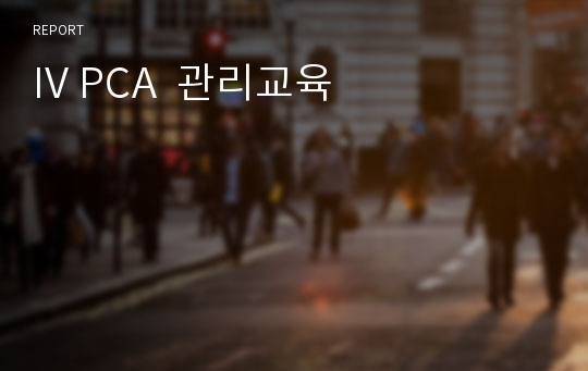 IV PCA  관리교육