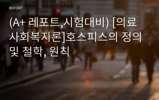 (A+ 레포트,시험대비) [의료사회복지론]호스피스의 정의 및 철학, 원칙