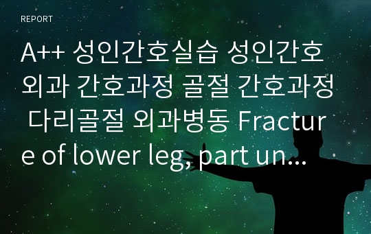 A++ 성인간호실습 성인간호 외과 간호과정 골절 간호과정 다리골절 외과병동 Fracture of lower leg, part unspecified, open