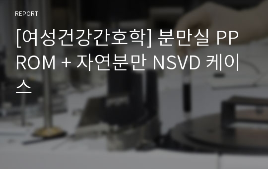 [여성건강간호학] 분만실 PPROM + 자연분만 NSVD 케이스