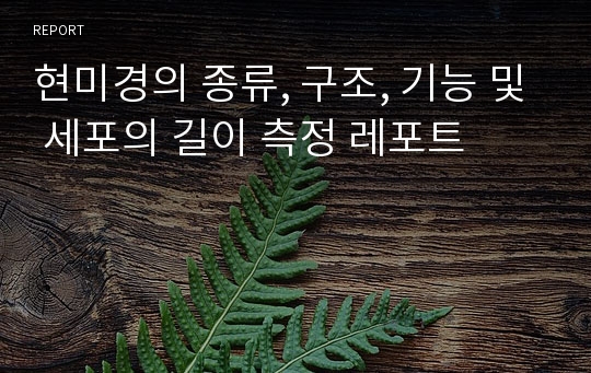 현미경의 종류, 구조, 기능 및 세포의 길이 측정 레포트