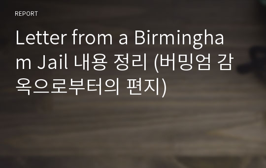 Letter from a Birmingham Jail 내용 정리 (버밍엄 감옥으로부터의 편지)