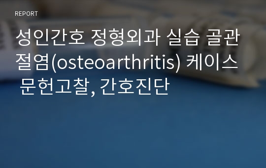 성인간호 정형외과 실습 골관절염(osteoarthritis) 케이스 문헌고찰, 간호진단