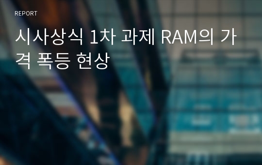 시사상식 1차 과제 RAM의 가격 폭등 현상