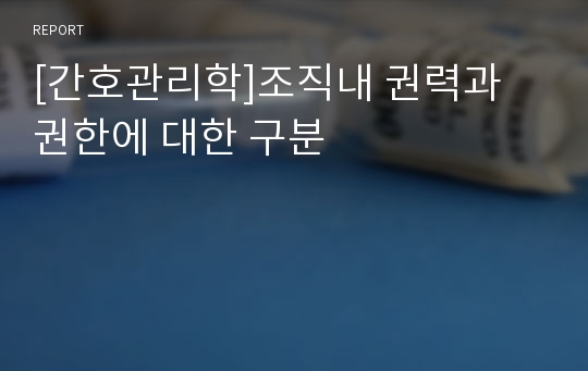 [간호관리학]조직내 권력과 권한에 대한 구분