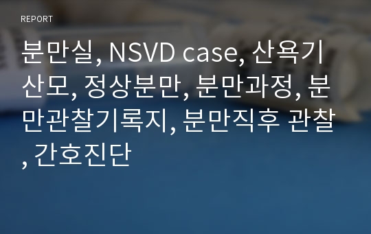 분만실, NSVD case, 산욕기 산모, 정상분만, 분만과정, 분만관찰기록지, 분만직후 관찰, 간호진단