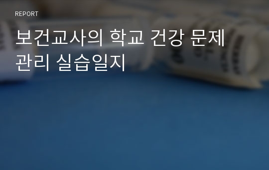 보건교사의 학교 건강 문제 관리 실습일지