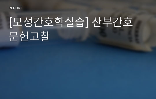 [모성간호학실습] 산부간호 문헌고찰