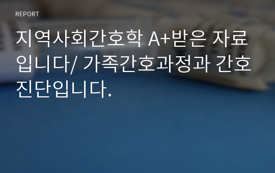 지역사회간호학 A+받은 자료입니다/ 가족간호과정과 간호진단입니다.