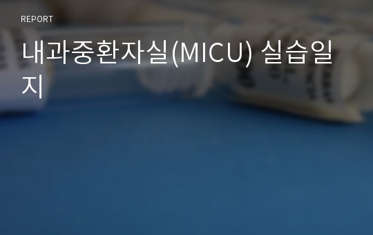 내과중환자실(MICU) 실습일지