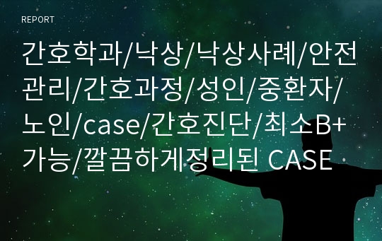 간호학과/낙상/낙상사례/안전관리/간호과정/성인/중환자/노인/case/간호진단/최소B+가능/깔끔하게정리된 CASE