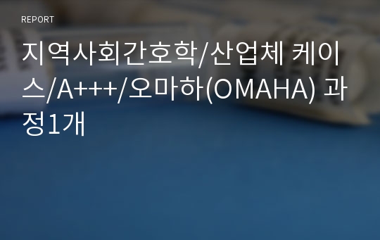 지역사회간호학/산업체 케이스/A+++/오마하(OMAHA) 과정1개