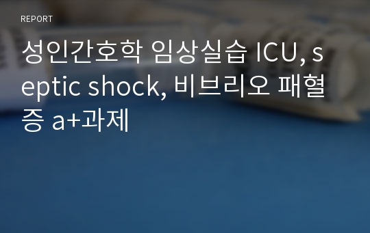 성인간호학 임상실습 ICU, septic shock, 비브리오 패혈증 a+과제